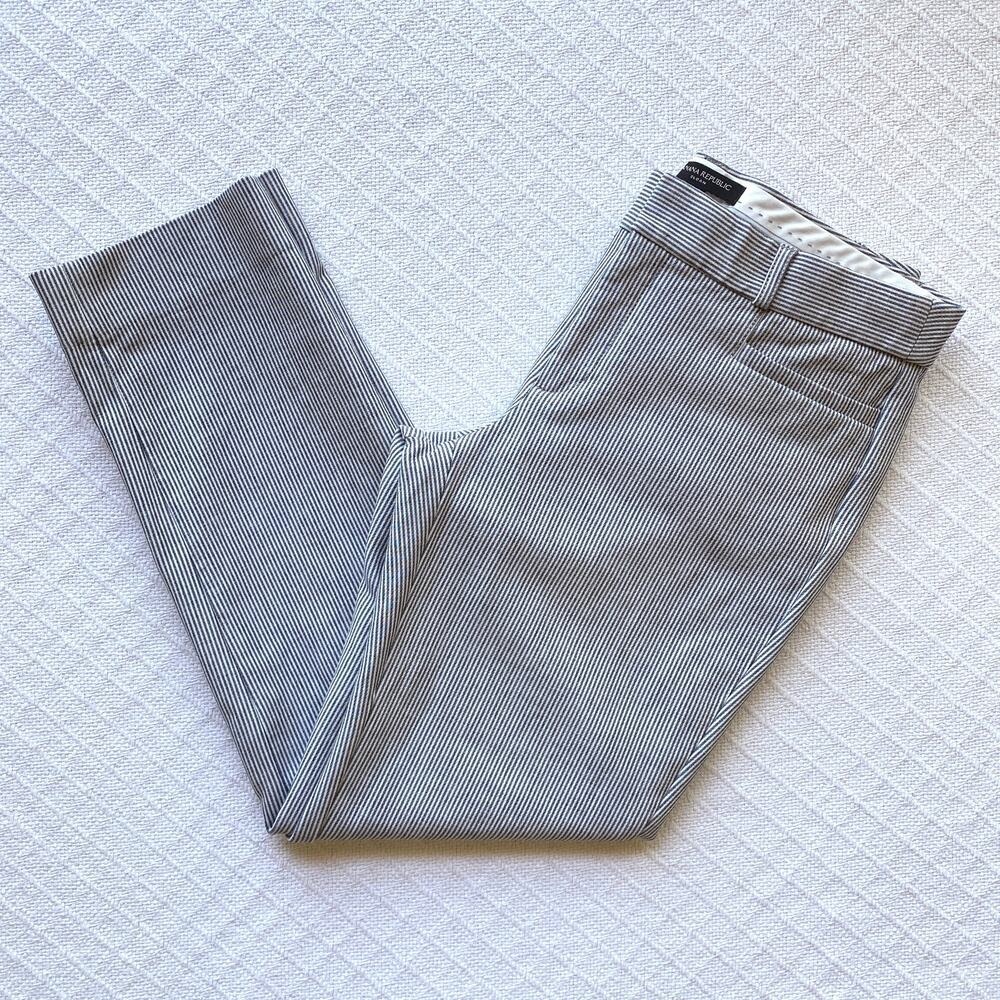 Banana Republic Sloan Trouser Navy White Stripe Stretch Pants Nautical Casual 6